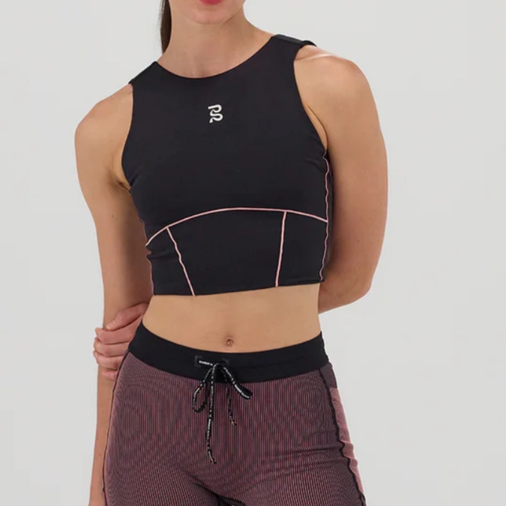 Bandit Running Stamina Pop Stitch Volta Crop - Black / Mauve